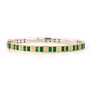 Three Stories 14k Gold Classic Two-Toned Baguette Emerald Column Bangle