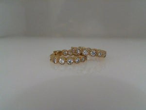 Erica Courtney 18k yellow gold bezel set inside out huggies .45tw