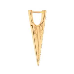 Three Stories 14k yellow gold Single elongated diamond V hoop earring