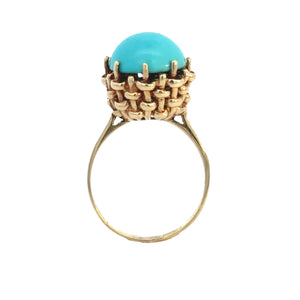 YY Vintage 14k yellow gold turquoise ring
