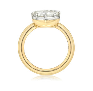 Single Stone 18k yellow gold and platinum Marian rose cut 1.52tw diamo