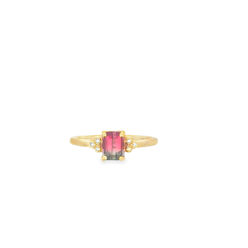 Erica Courtney 18k rose gold Grace ring featuring a Bi Color tourmalin ...