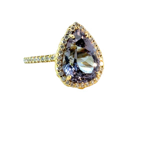 Erica Courtney 18k yellow gold Emani diamond and Zoisite ring 5.96tw