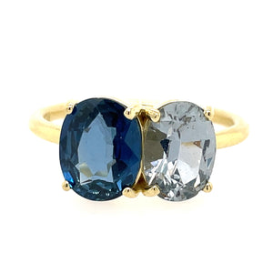 Lauren K - Two Stone Blue Sapphire Ring, 18K Yellow Gold