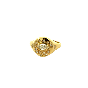 Logan Hollowell 18k yellow gold Diamond Angel eye ring sz 6.5