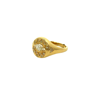 Logan Hollowell 18k yellow gold Diamond Angel eye ring sz 6.5