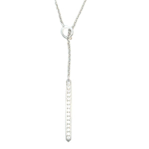 Walters Faith 18k white gold 3mm diamond Bar drop necklace .715tw