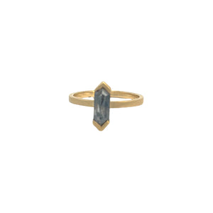Jennifer Dawes 18k yellow gold single Baguette Hexagon grey diamond 1.