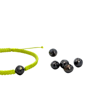 YY Single faceted black diamond on various color cord bracelet
