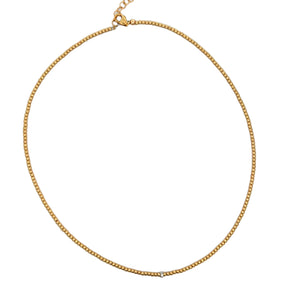 Sayble 2mm gold-filled beaded necklace with diamond roundel