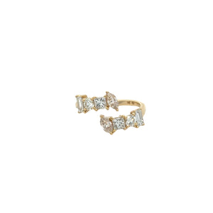 Ylang Ylang 14k yellow gold and multi shape diamond bypass ring