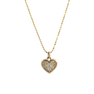 KC Designs 14k yellow gold diamond and heart pendant necklace .18tw16"