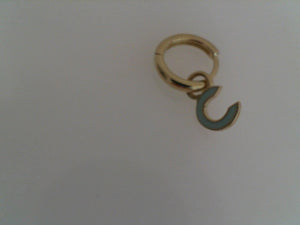 Alison Lou 14k yellow gold vert clair enamel C huggy earring