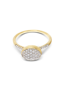Nanis 18k Brushed Yellow Gold Diamond Pave Elite Ring