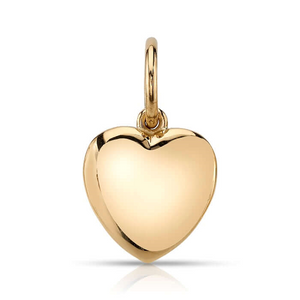 Single Stone 18k Gold Viola Puffy Heart Charm