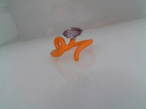 Bea Bongiasca 9k yellow gold orange enamel and amethyst baby vine tend