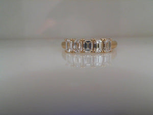 RGE 18k yellow gold 5 stone emerald cut diamond ring 1.06tw