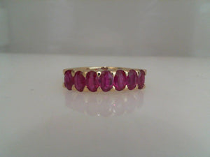 RGE 14k yellow gold 7 stone oval shaped Ruby ring 1.91tw