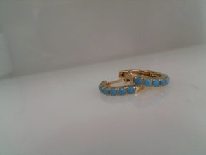 Sabrina 14k yellow gold turquoise huggie earrings