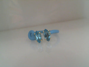 Bea Bongiasca 9k yellow gold  double vine ring with marquis cut blue t