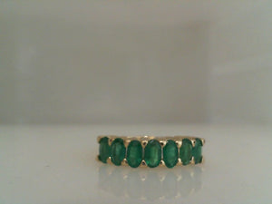 RGE 14k yellow gold 7 oval shaped emerald band