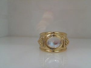 Temple St Clair 18k yellow gold Grand Pyramid Blue Moonstone ring