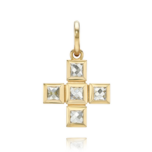 Single Stone 18k Gold French Cut Diamond Karina Cross Charm
