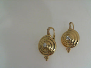 Temple St Clair 18k yellow gold Spiral Hinge earrings with diamond