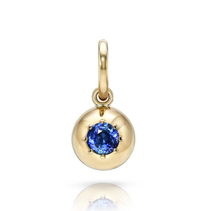 Single Stone 18k Gold with Blue Sapphire Luna Orb Charm