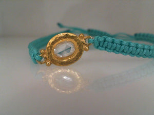 MIMI 18k Yellow gold and rose cut diamond woven bracelet