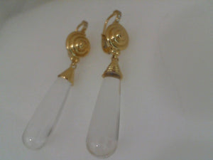 Temple St Clair 18k yellow gold Spiral  rock crystal drop earrings