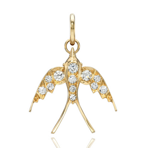 Single Stone 18k Gold  Large Swallow Diamond Charmt