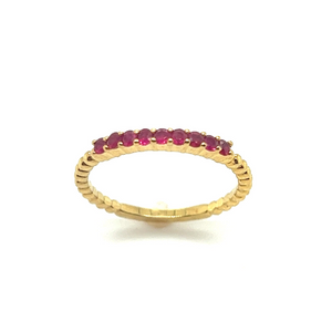Gemma Couture 14k Yellow Gold Ruby Beaded Stackable Band