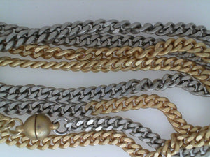 Makhala matte curb silver and gold chain 32"