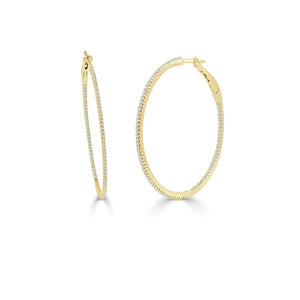 SABRINA DESIGNS 14k Yellow Gold & Diamond Skinny Hoop Earrings 1.5"