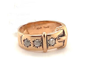 ARIK KASTAN - rose gold buckle ring with 3 grey diamonds