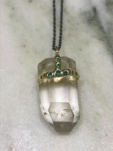 FAITH JEMS - Crystal Quartz with Emeralds 10k Large