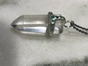 FAITH JEMS - Crystal Quartz with Emeralds in Silver