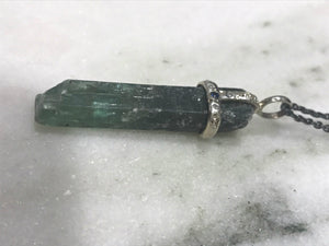 FAITH JEMS - Green Kyanite with Blue Sapphire and Diamond