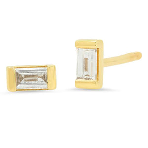 ERINESS - Diamond Baguette Studs