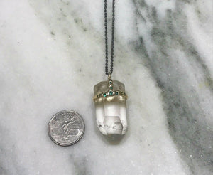 FAITH JEMS - Crystal Quartz with Emeralds 10k Large