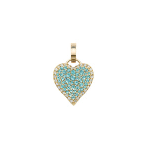 ROBINSON PELHAM - 14k Gold Hinged Link Diamond & Blue Topaz Fortune Pave Heart