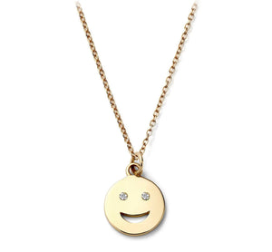 ALISON LOU - 14k yellow gold medium happy face necklace