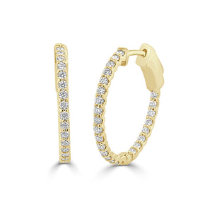 SABRINA DESIGNS - Yellow Gold Diamond Skinny Hoop Earrings 1.25"