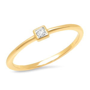 ERINESS - Diamond Princess Cut Pinky Ring