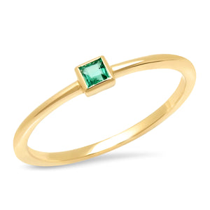 ERINESS - Gold & Emerald Pinky Ring