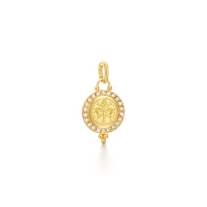 TEMPLE ST CLAIR  18k Yellow Gold Giglio Fleur De Lis Diamond Pendant