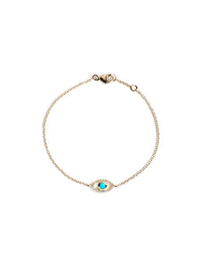 ANZIE - 14k Gold Diamond & Turquoise Evil Eye Bracelet