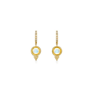 TEMPLE ST CLAIR  Blue Moonstone and Diamond Granule Drop Earrings