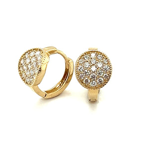 LUXURY BY LEONARDO 14k Gold Diamond Round Pave Huggie Earrings